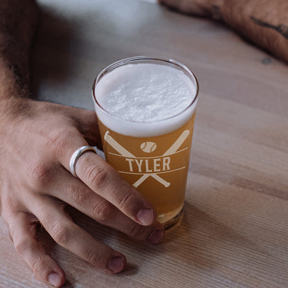 Personalized Baseball Beer Pint Glass