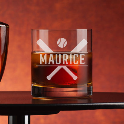 Personalized Baseball Whiskey Glass