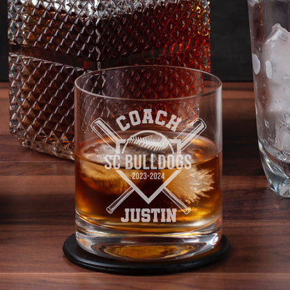 Personalized Baseball Whiskey Glass