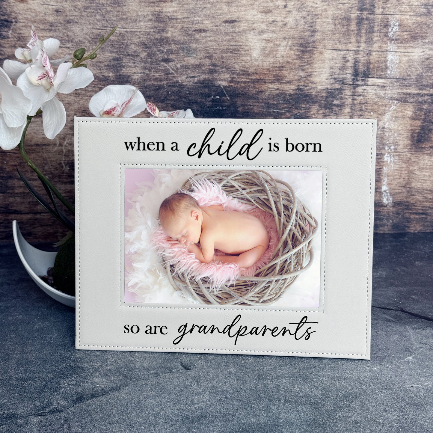 Personalized, When a Child is Born So Are Grandparents 5x7 Picture Frame