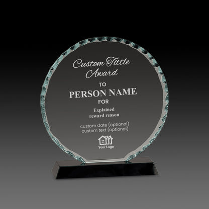 Round Facet Glass Award on Black Base