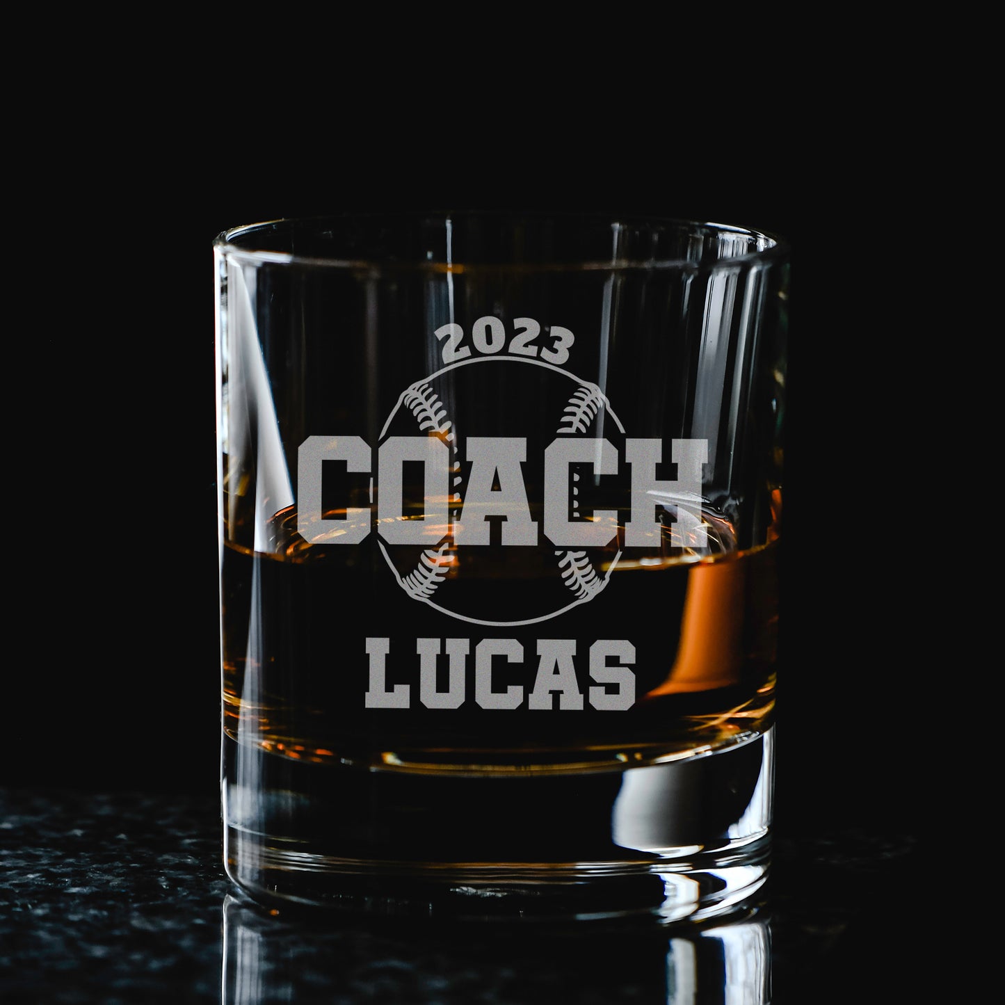 Personalized Baseball Whiskey Glass